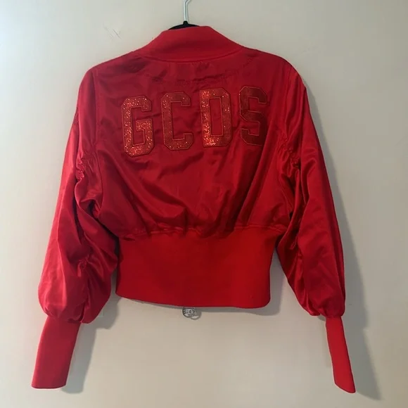 GCDS Red Puffer Jacket Bella hadid